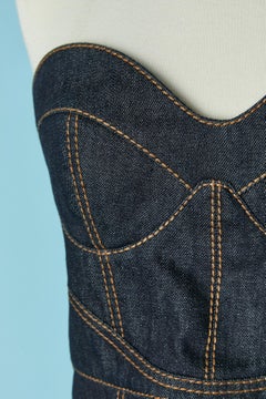 Bustier asymétrique en denim ALEXANDER McQueen