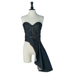 Bustier asymétrique en denim ALEXANDER McQueen