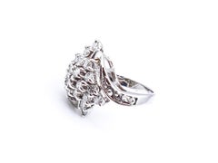 Asymmetrical Diamond Cluster White Gold Ring