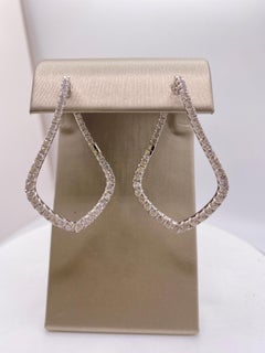 Asymmetrical Diamond Hoop White Gold Earrings
