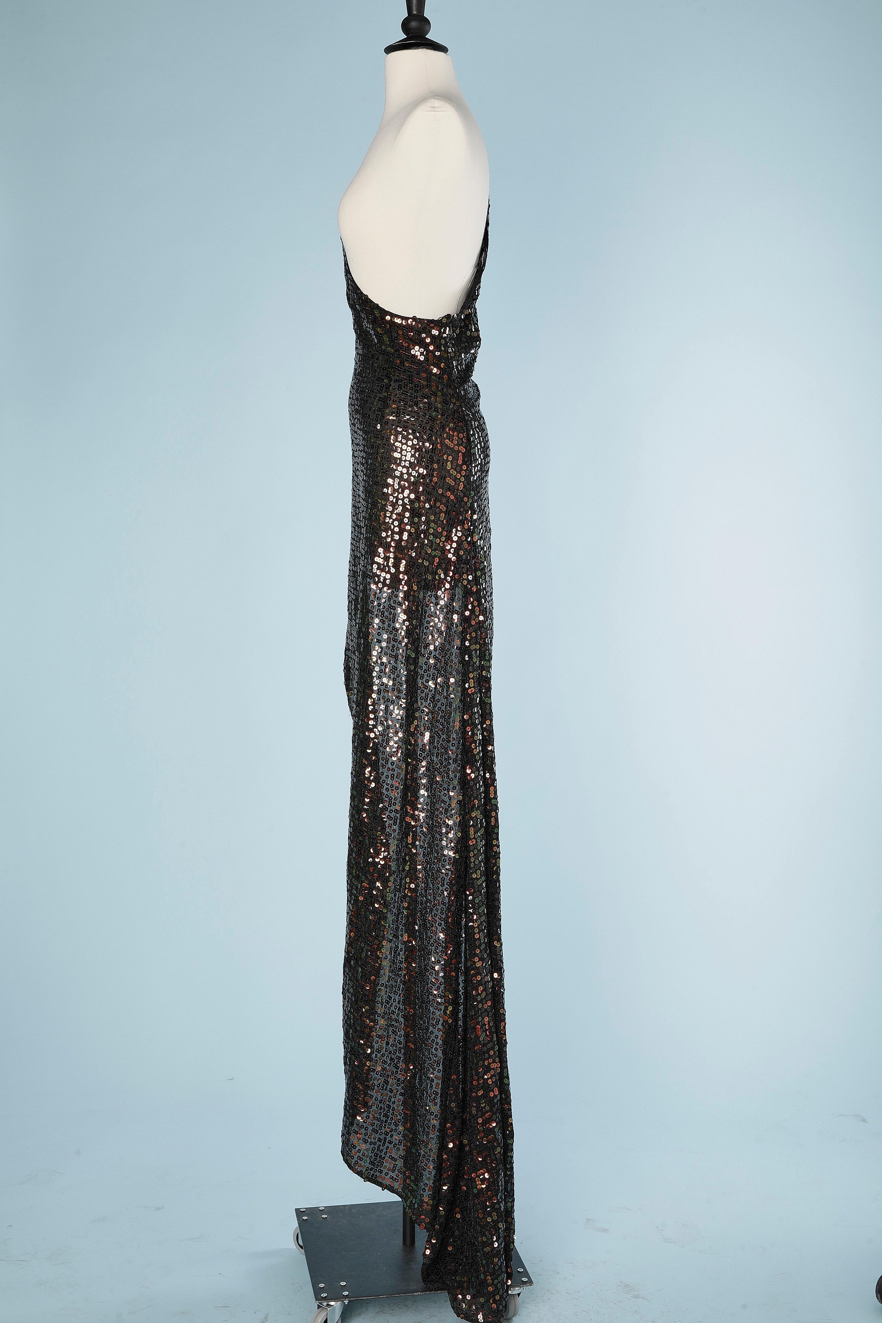 Asymmetrisches Abendkleid mit Pailletten Mariella Burani bezogen  im Zustand „Neu“ im Angebot in Saint-Ouen-Sur-Seine, FR