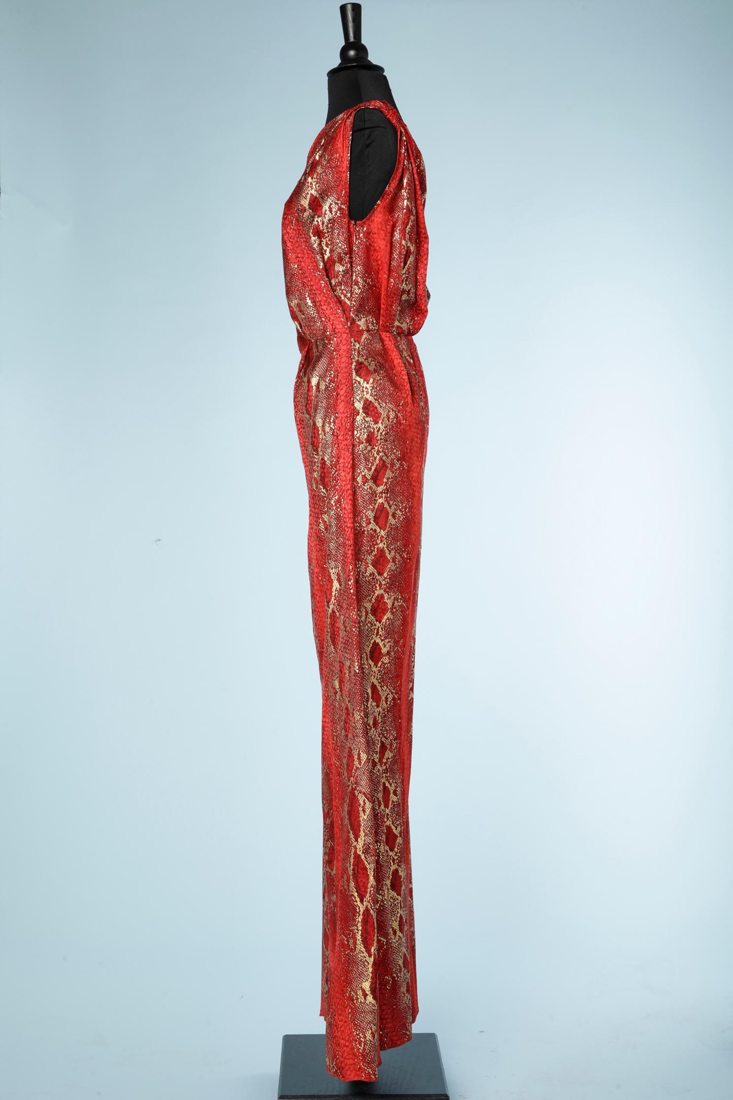  Asymmetrical evening dress in printed silk Yves Saint Laurent Rive Gauche In Excellent Condition For Sale In Saint-Ouen-Sur-Seine, FR