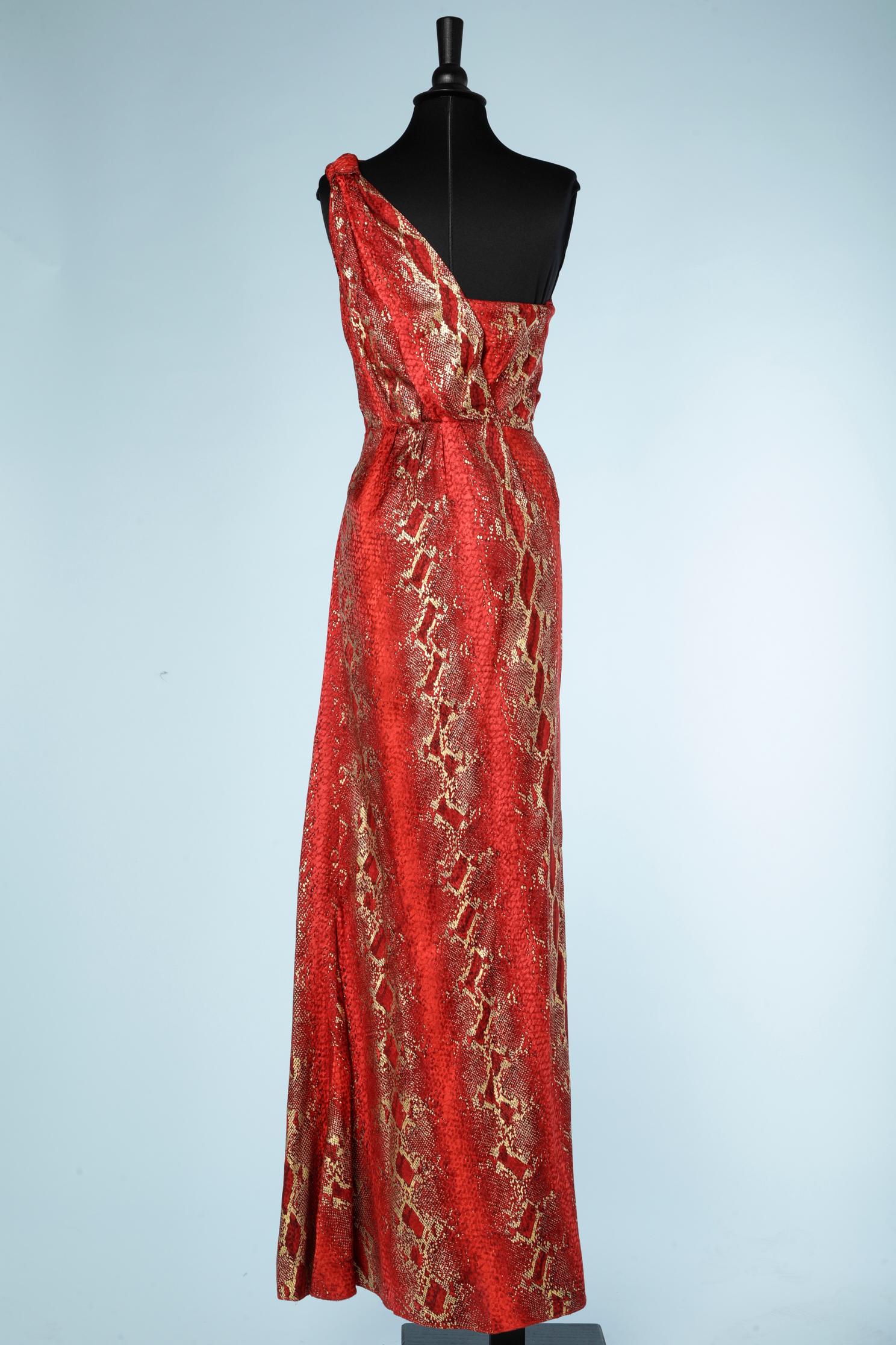 Women's  Asymmetrical evening dress in printed silk Yves Saint Laurent Rive Gauche For Sale