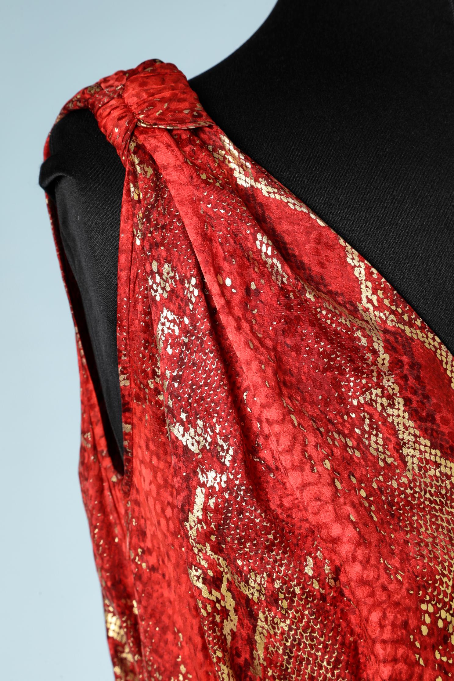  Asymmetrical evening dress in printed silk Yves Saint Laurent Rive Gauche For Sale 1