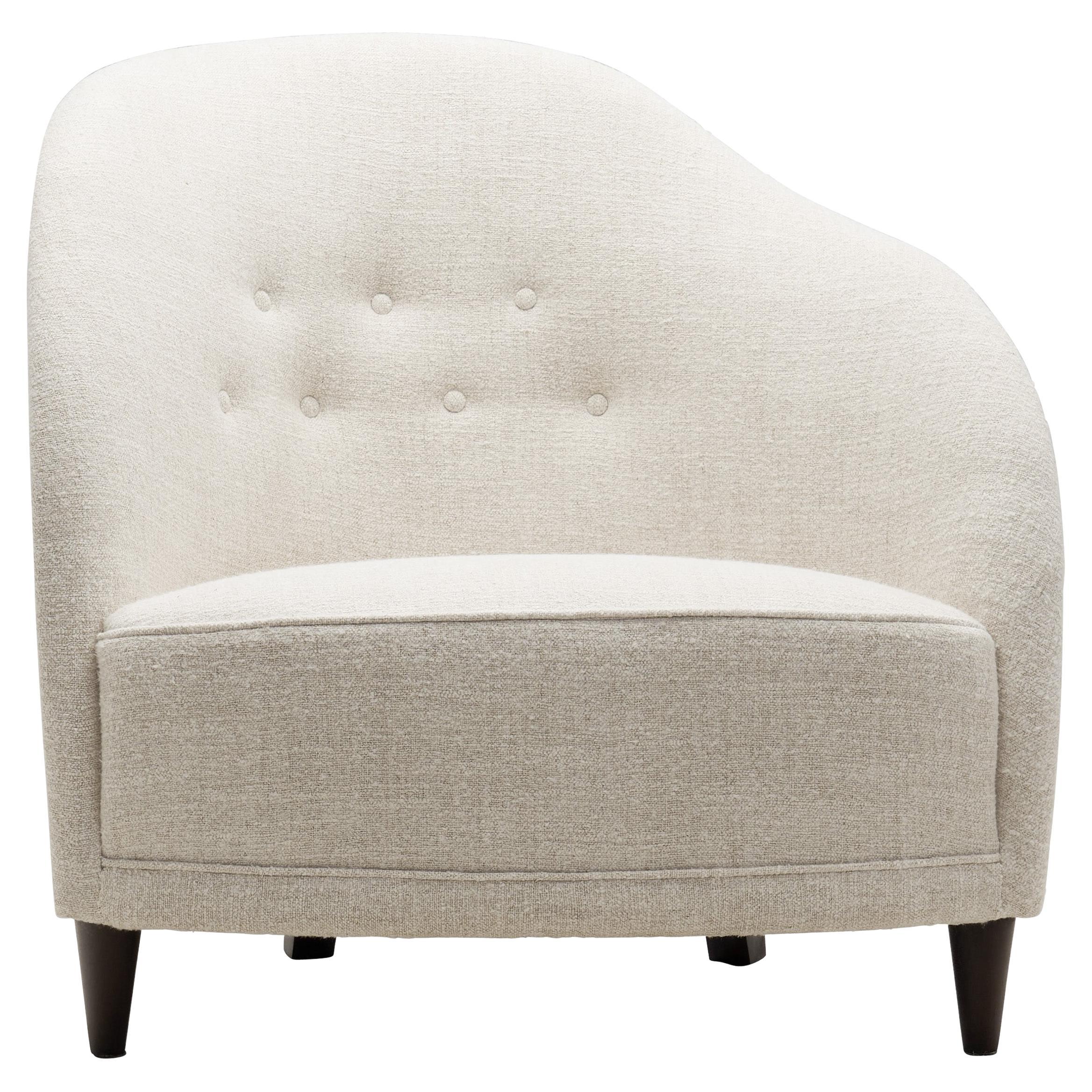 Asymmetrical Fluid Shape European Lounge Chair, Europe 1950s For Sale