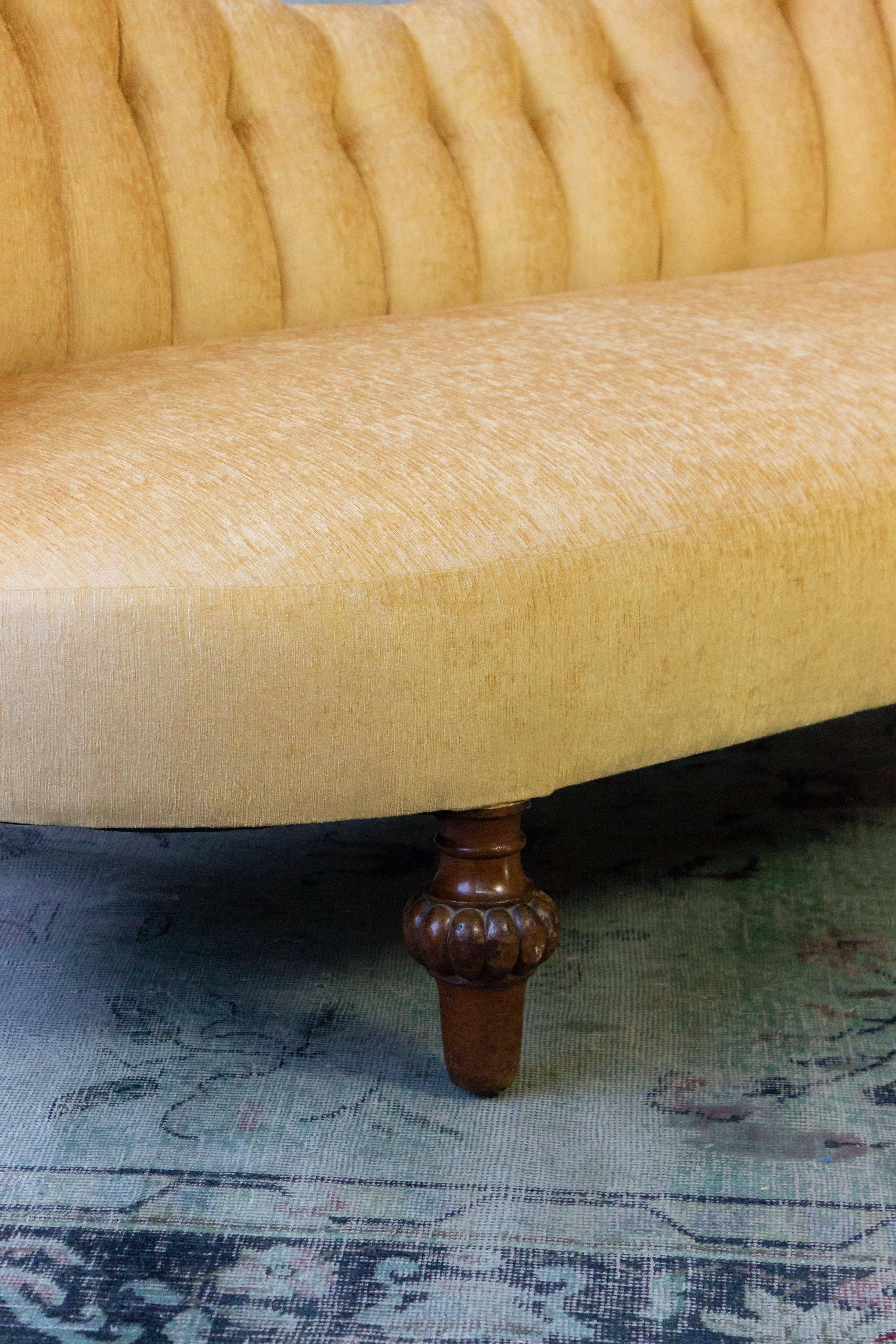 Napoleon III Asymmetrical French 19th Century Settee with Tufted Curved Back