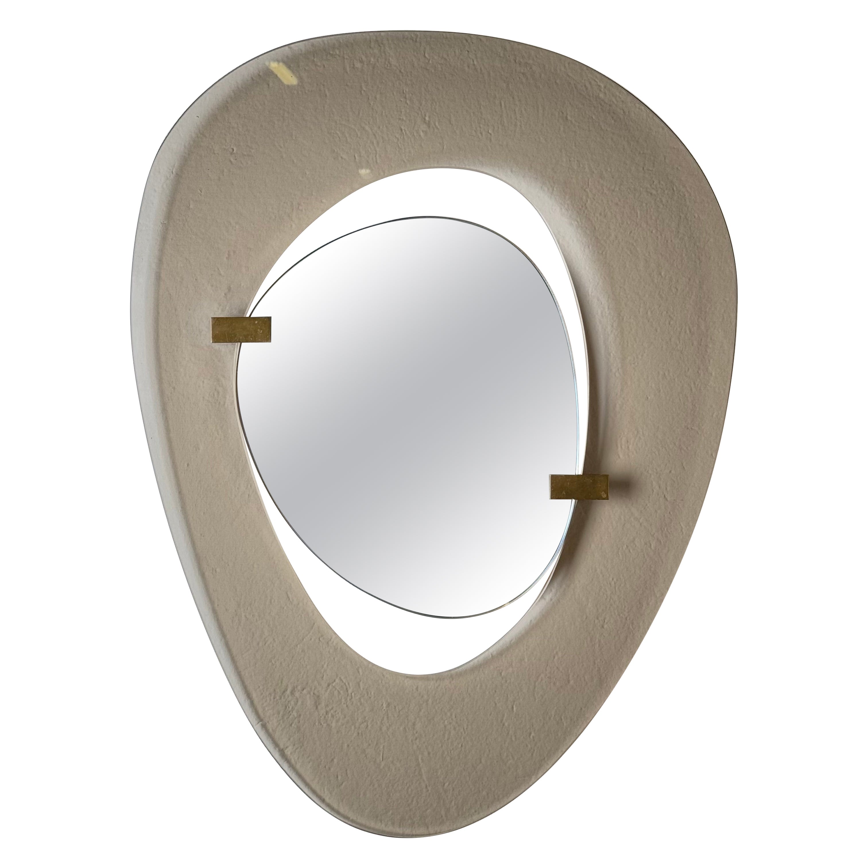 Asymmetrical Fumè Mirror by Max Ingrand for Fontana Arte, Italy, 1958 in vendita
