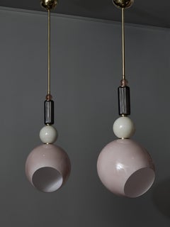 Asymmetrical Globe Murano Glass Pendants