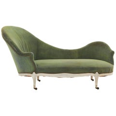 Asymmetrical Green Velvet Chaise Lounge