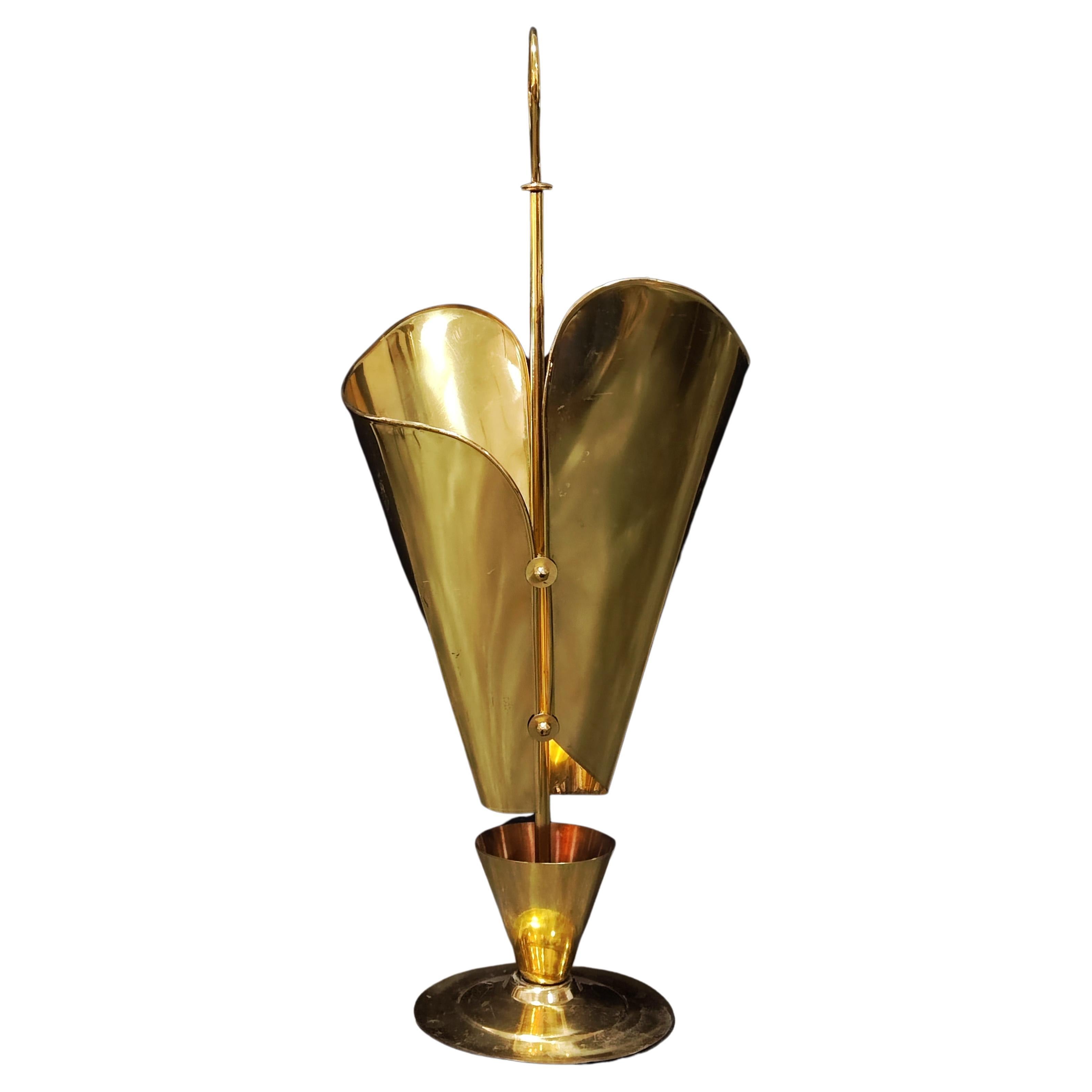 Asymmetrical Hollywood Regency Brass Umbrella Stand, Italy, 1950s