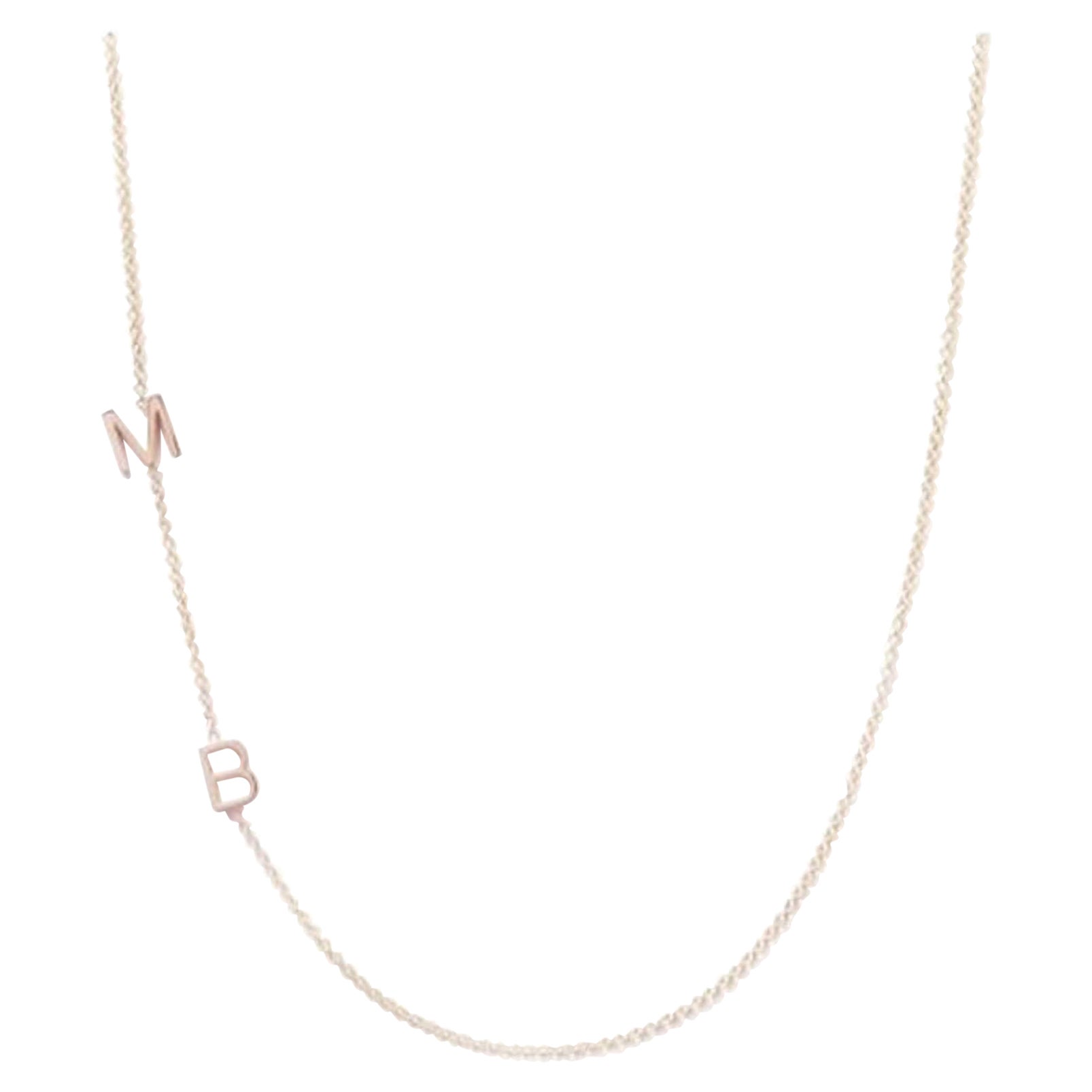 Collana asimmetrica con iniziali M B in oro giallo 14K