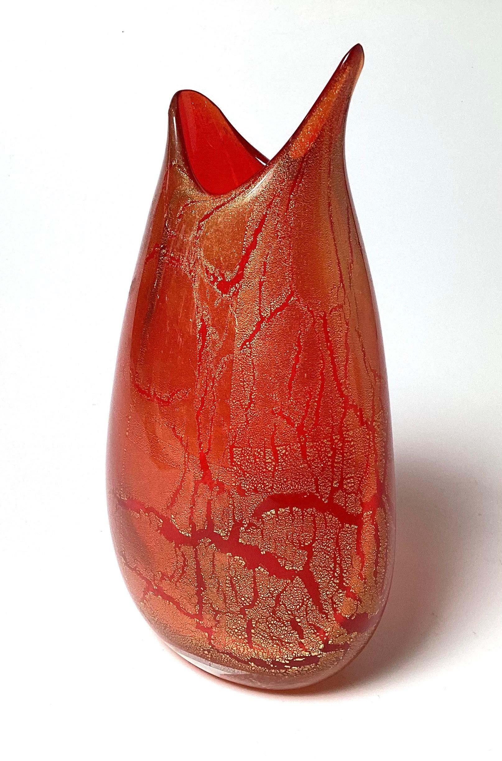 Mid-Century Modern Asymmetrical Italian Murano Glass Vase For Sale