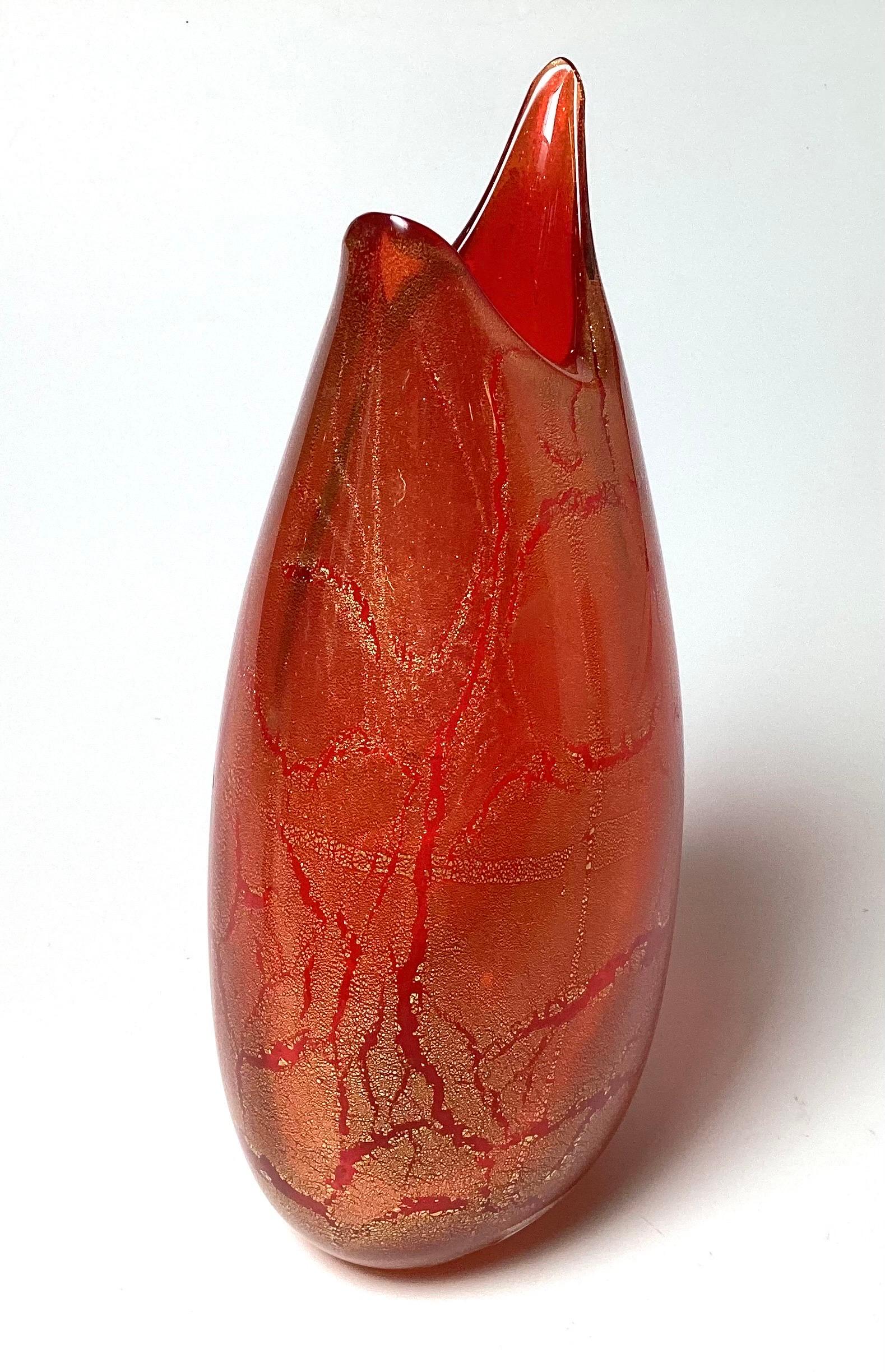20th Century Asymmetrical Italian Murano Glass Vase For Sale