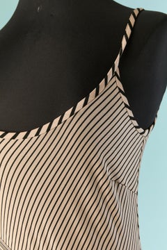 Asymmetrical jersey slip dress with stripe pattern JIKI Monté Carlo