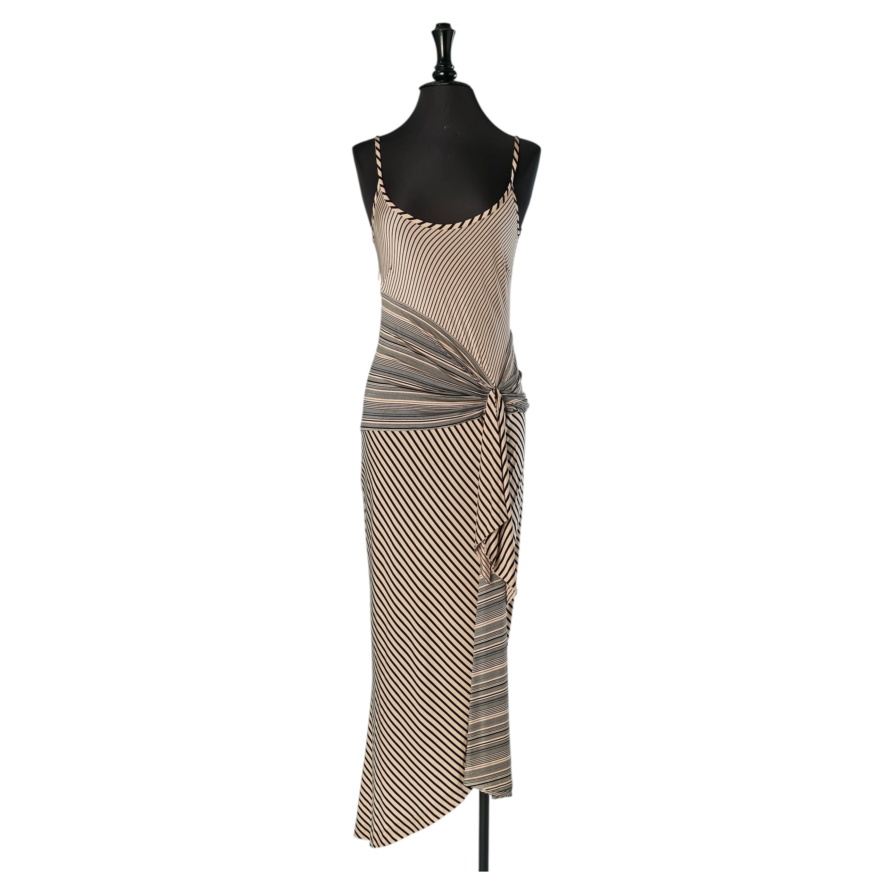 Robe nuisette asymétrique en jersey à rayures JIKI Monté Carlo en vente