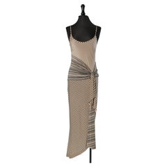 Asymmetrical jersey slip dress with stripe pattern JIKI Monté Carlo