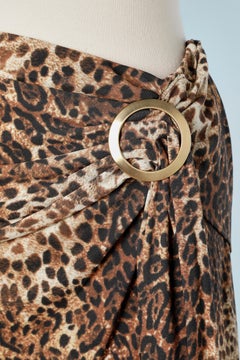 Asymmetrical leopard printed jersey skirt with buckle Luisa Spagnoli