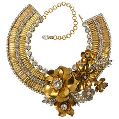 Asymmetrical Machine Age Floral cluster collar necklace