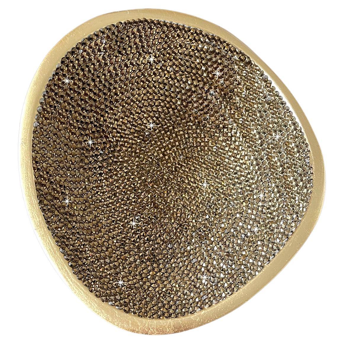 Asymmetrical Metal Bowl Interior Paved Crystals For Sale