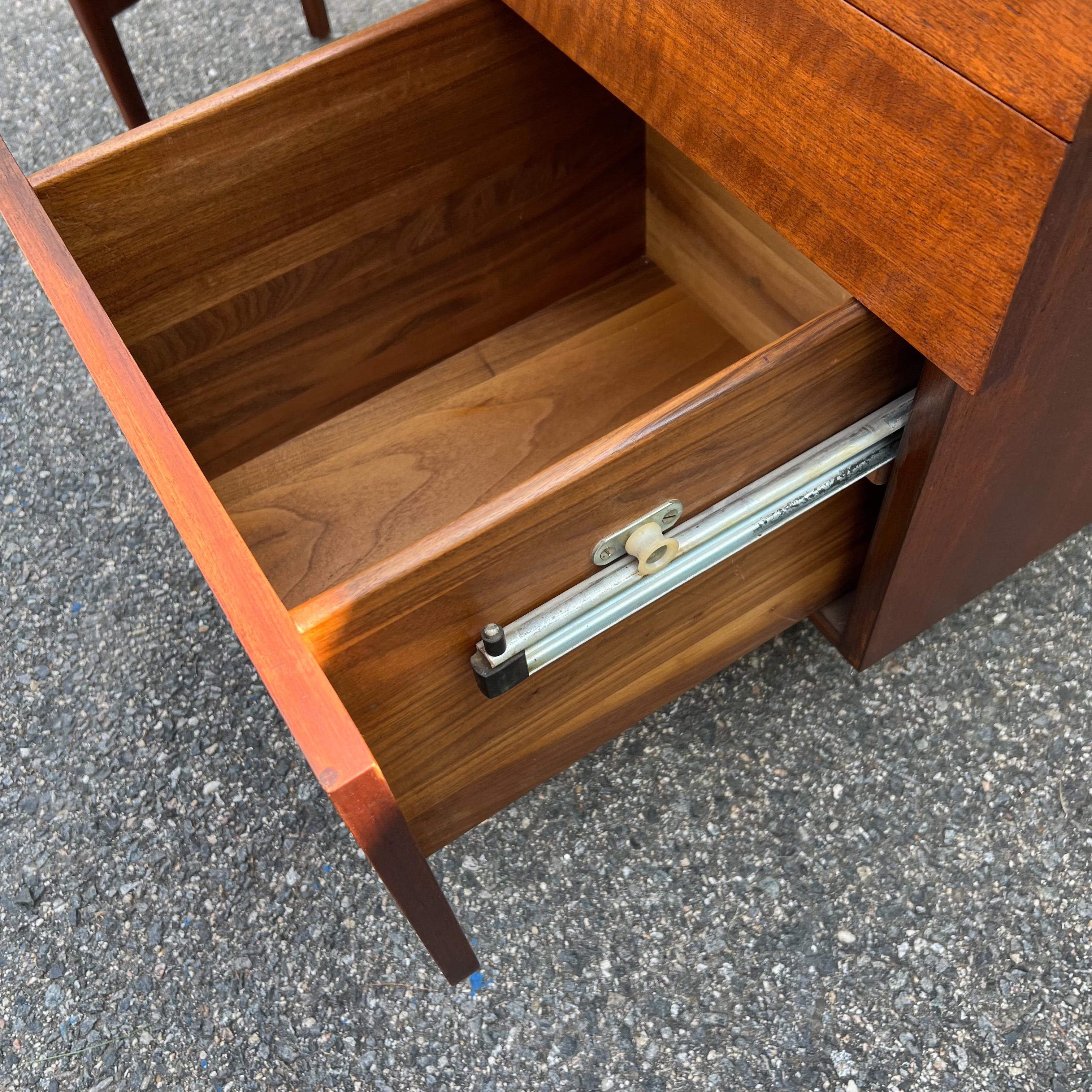 Wood Asymmetrical Mid Century Bertha Schaefer Desk for Singer and Sons