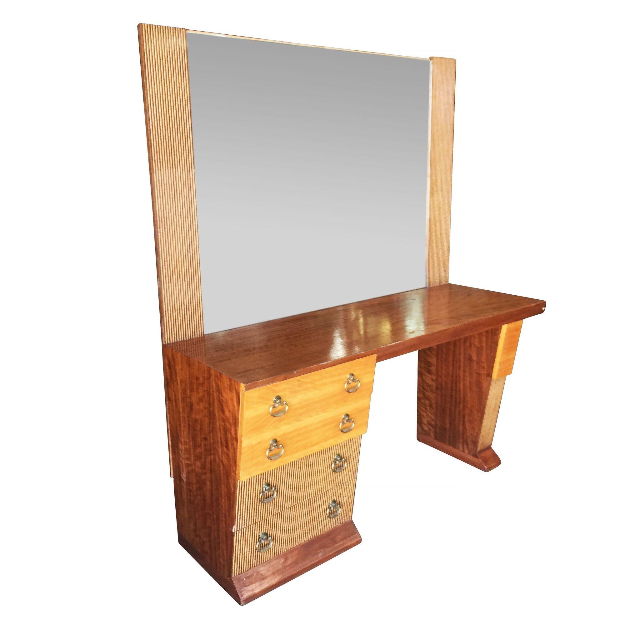 Mid-Century Modern Asymmetrical Midcentury Bedroom Set, Vanity For Sale