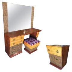 Used Asymmetrical Midcentury Bedroom Set, Vanity