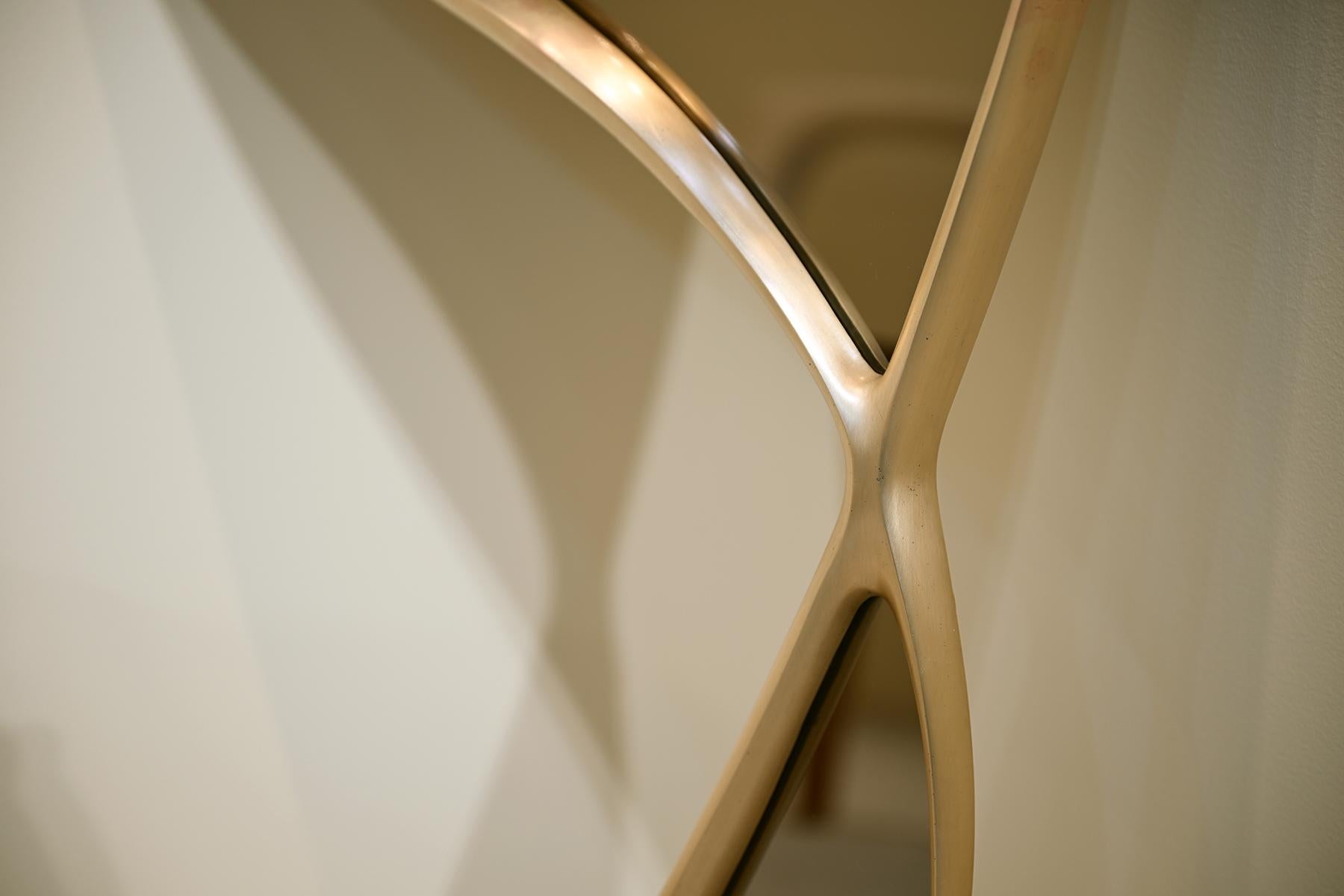 Asymmetrical Mirror, Wall Mirror in Bronze - 'Momentum Mirror II' by Soo Joo For Sale 4