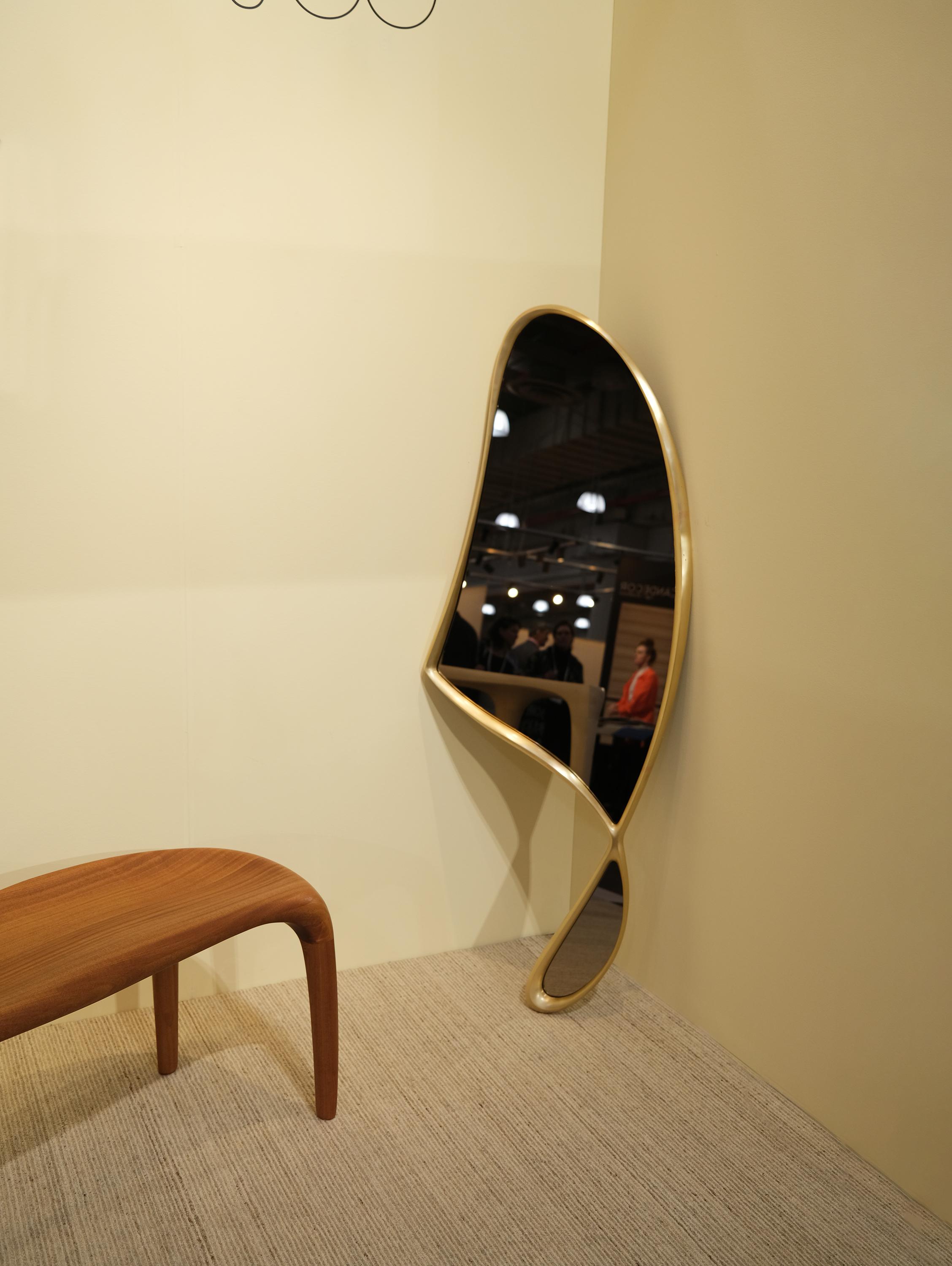 Asymmetrical Mirror, Wall Mirror in Bronze - 'Momentum Mirror II' by Soo Joo For Sale 6