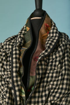 Asymmetrical mix fabric vest and wrap skirt ensemble COMME DES GARCONS