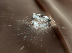 Asymmetrical mix shape 2.22 carat diamond white gold open ring