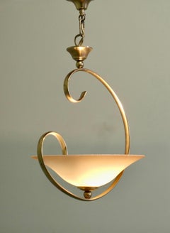 Asymmetrical Modernist Brass and Glass Ceiling Light A bizarre design