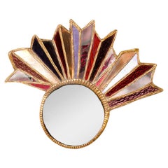 Asymmetrical Multicolored Glass Mirror, in the Manner of Line Vautrin