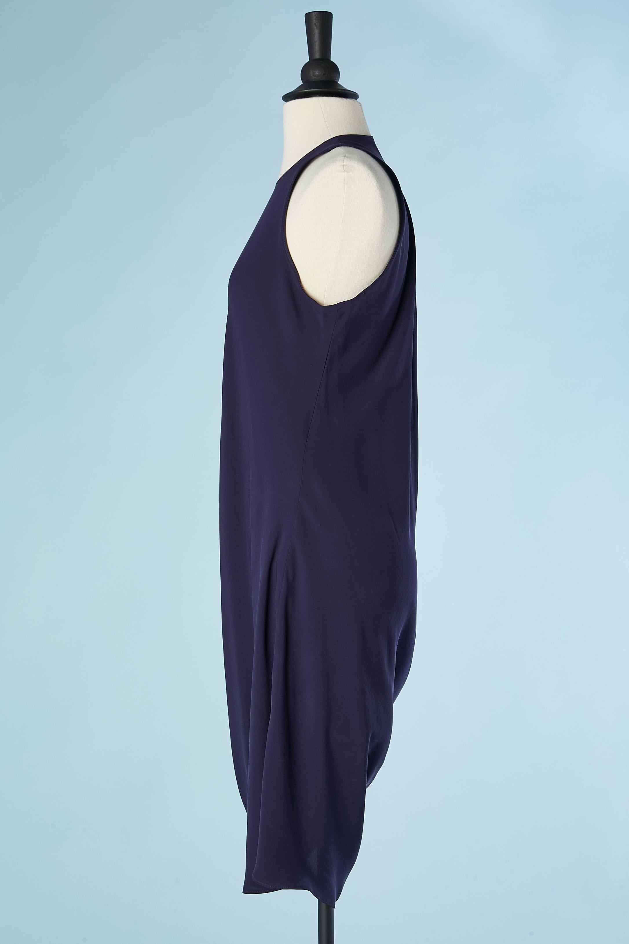 Women's Asymmetrical navy blue silk cocktail dress Lanvin by Alber Elbaz SS 2012