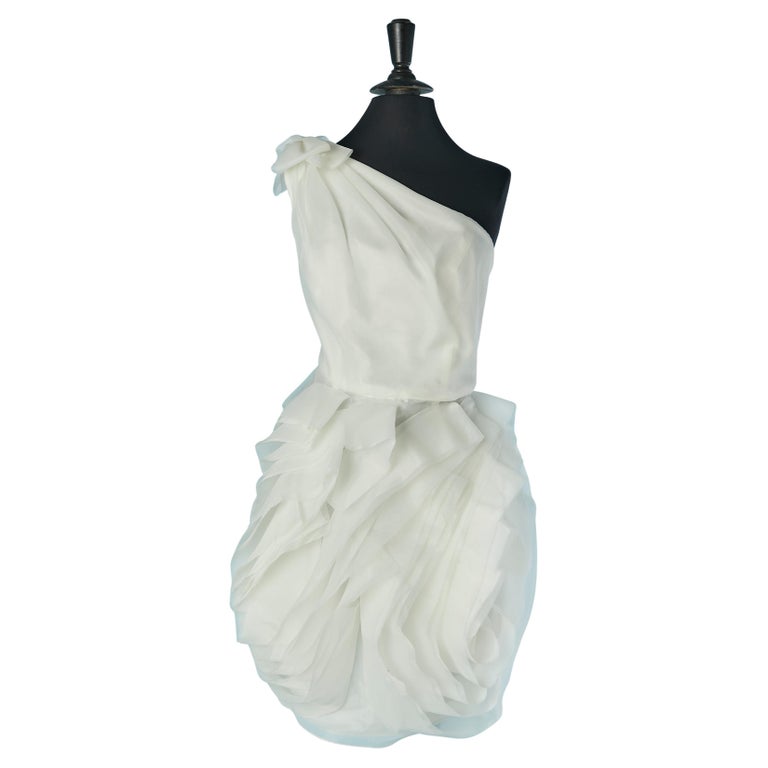white by vera wang asymmetric pleats wedding dress Downtown Wedding Dress - Wedding Atelier NYC