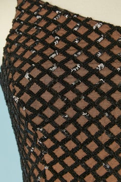 Asymmetrical one shoulder sequin evening dress with beige lining