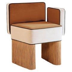 Asymmetrical orange and beige Velvet with fringes Armchair Lorenza Bozzoli