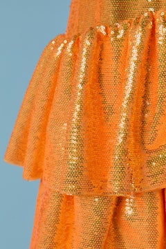 Asymmetrical Orange sequin Bustier dress with ruffles ALEXANDRE VAUTHIER COUTURE