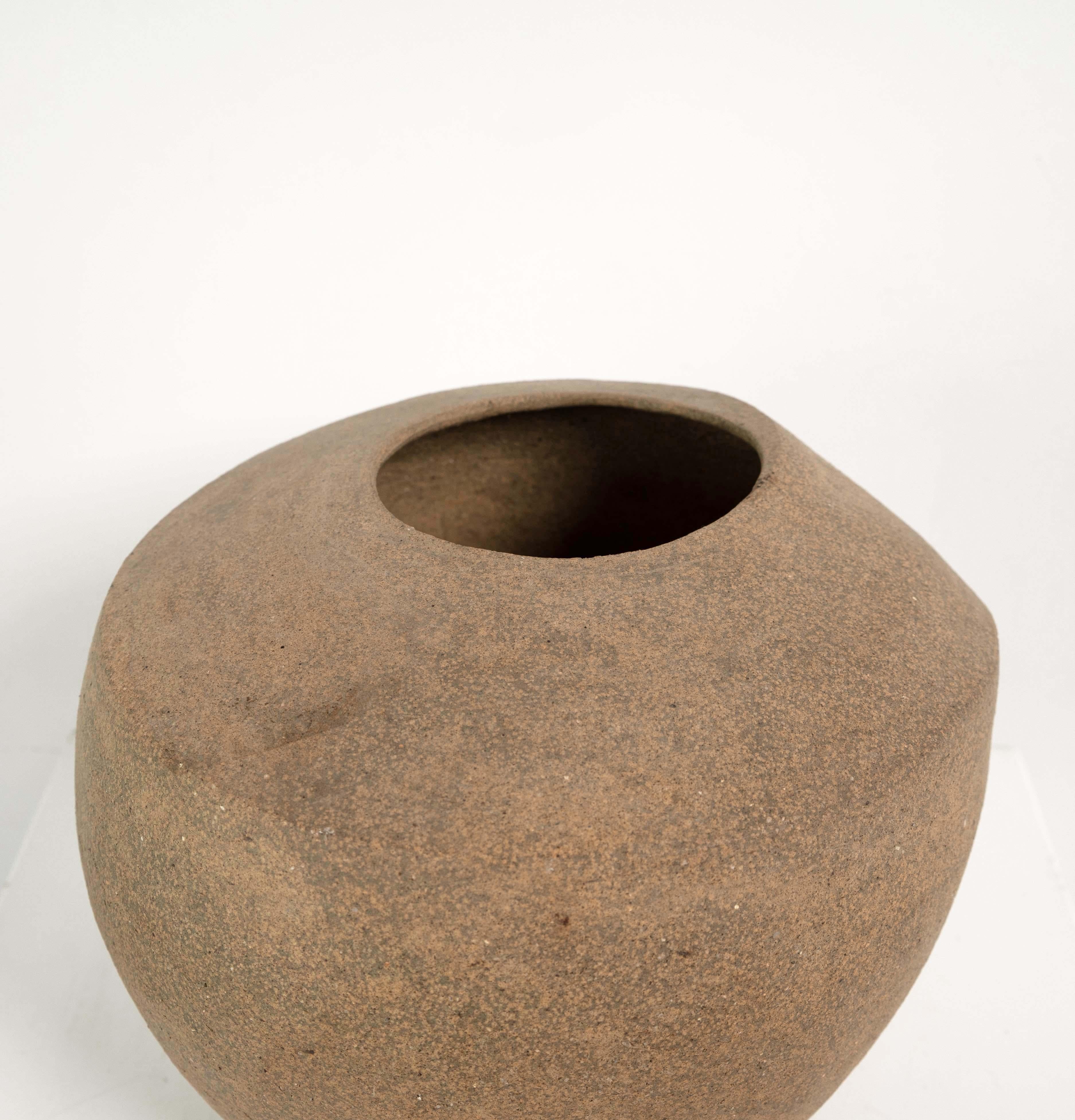 Asymmetrical Ovoid Stoneware Vessel For Sale 1