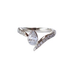Asymmetrical Pear Diamond Ring in 18 Karat White Gold