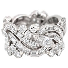 Asymmetrical Platinum with Diamonds Ring