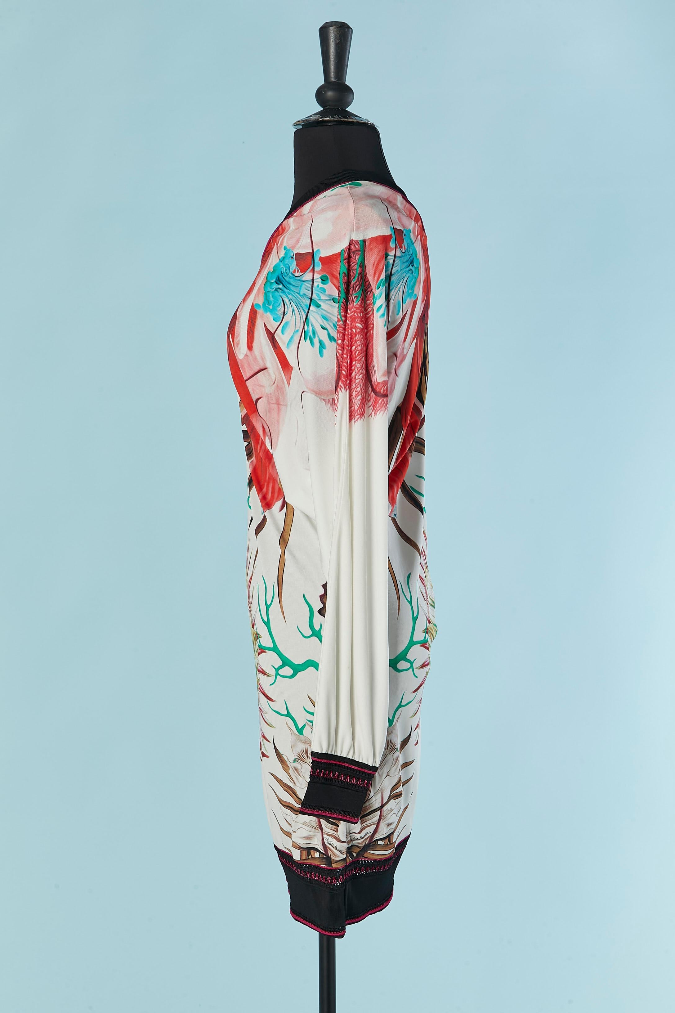 Women's Asymmetrical printed cocktail dress ROBERTO CAVALLI For Sale