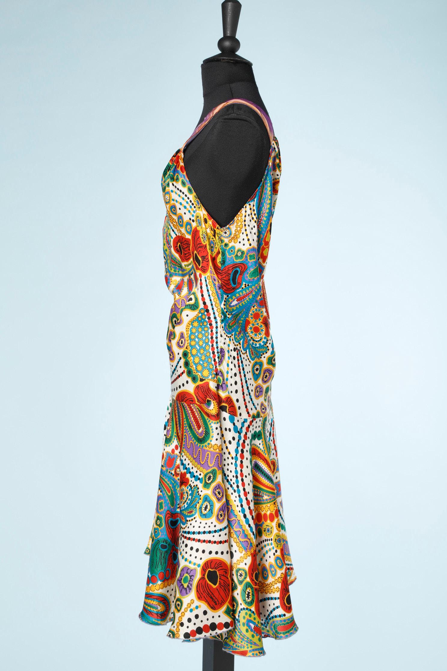 Women's Asymmetrical printed silk dress VOYAGE London by Louise and Tiziano Mazel For Sale