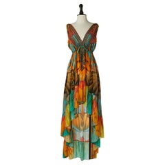 Asymmetrical printed sleeveless evening dress MARINA St Barth