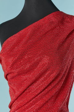 Asymmetrical red evening dress with mini metallic red studs Sont John Evening