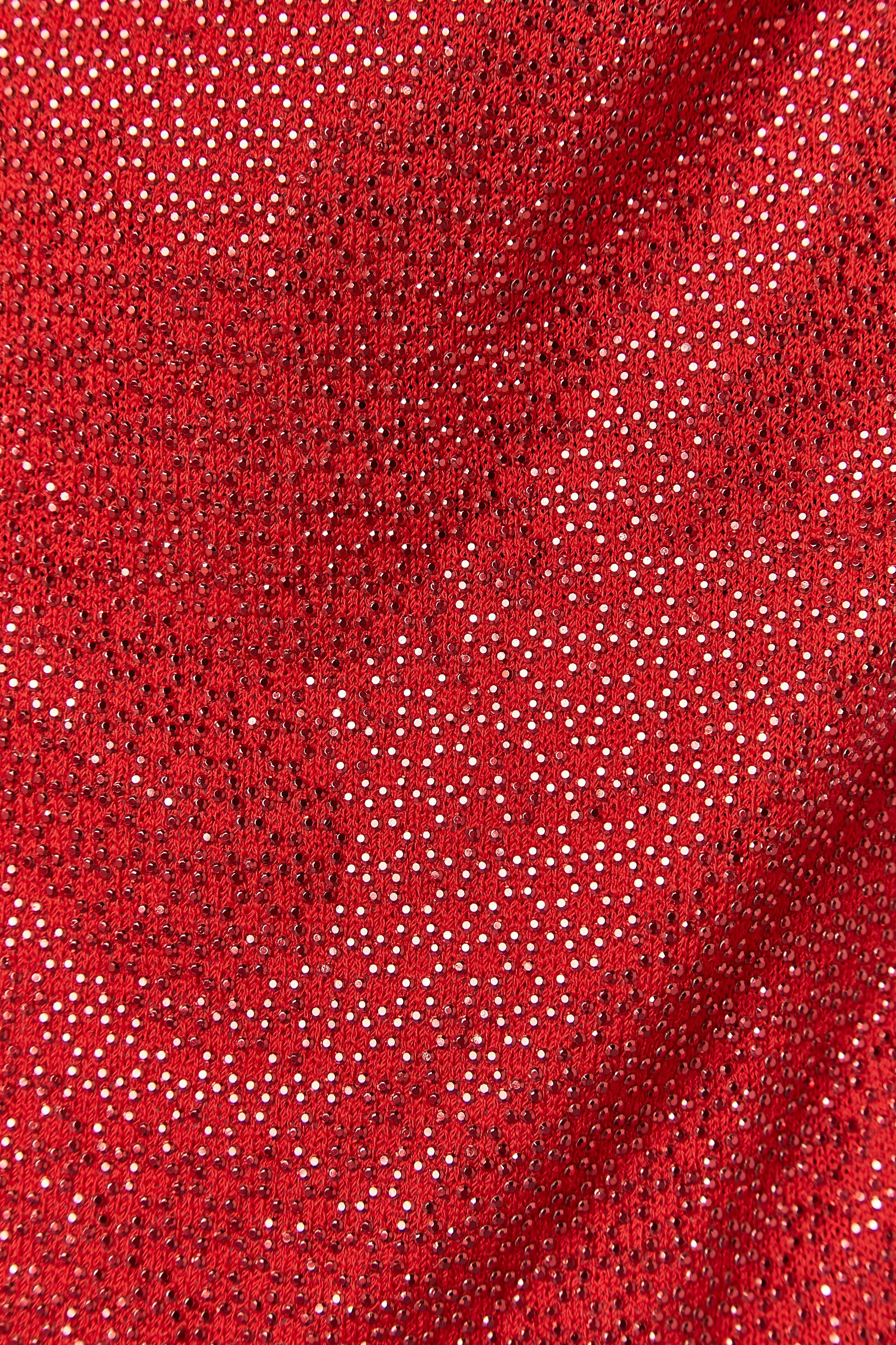 Asymmetrisches rotes Abendkleid mit Mini-metallic-roten Nieten Sont John Abendkleid im Angebot 1