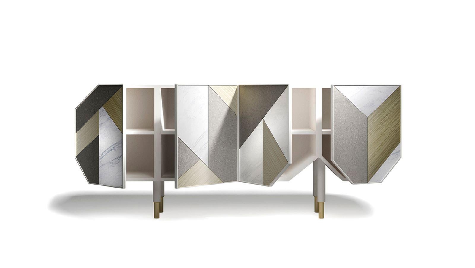 Asymmetrical Sideboard Design, Graphite/Bronze  In New Condition For Sale In New York, NY