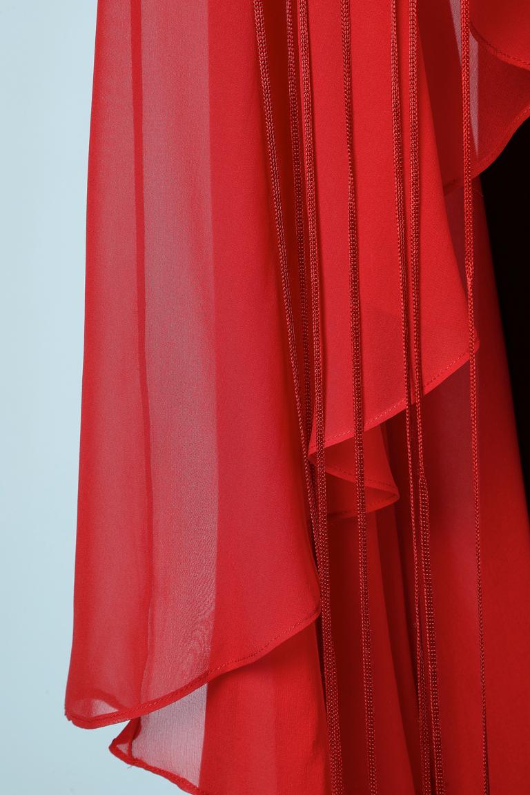 Soie asymétrique  Robe de soirée rouge avec rubans appliqués Gia Mattiolo Couture  en vente 5