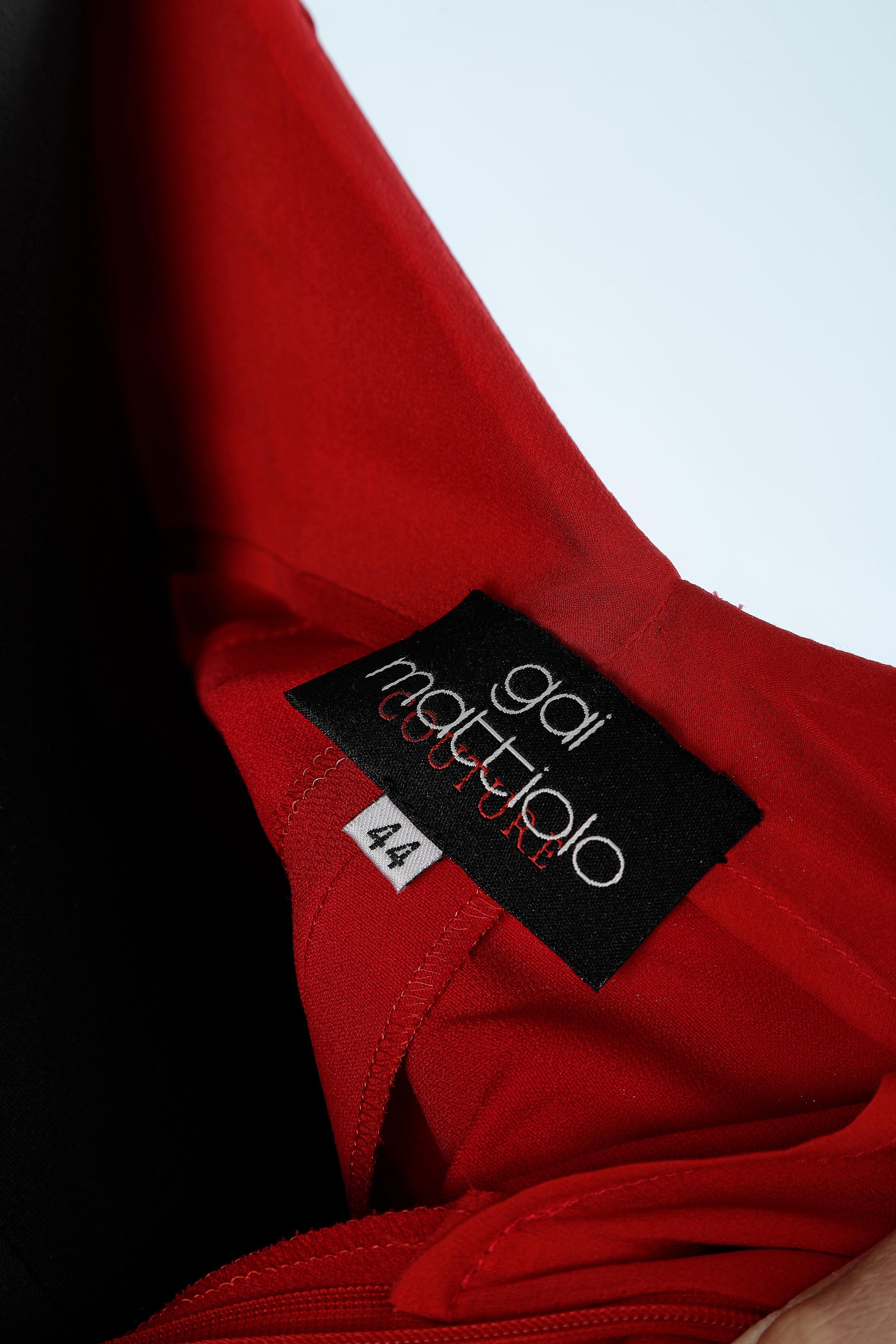 Soie asymétrique  Robe de soirée rouge avec rubans appliqués Gia Mattiolo Couture  Pour femmes en vente