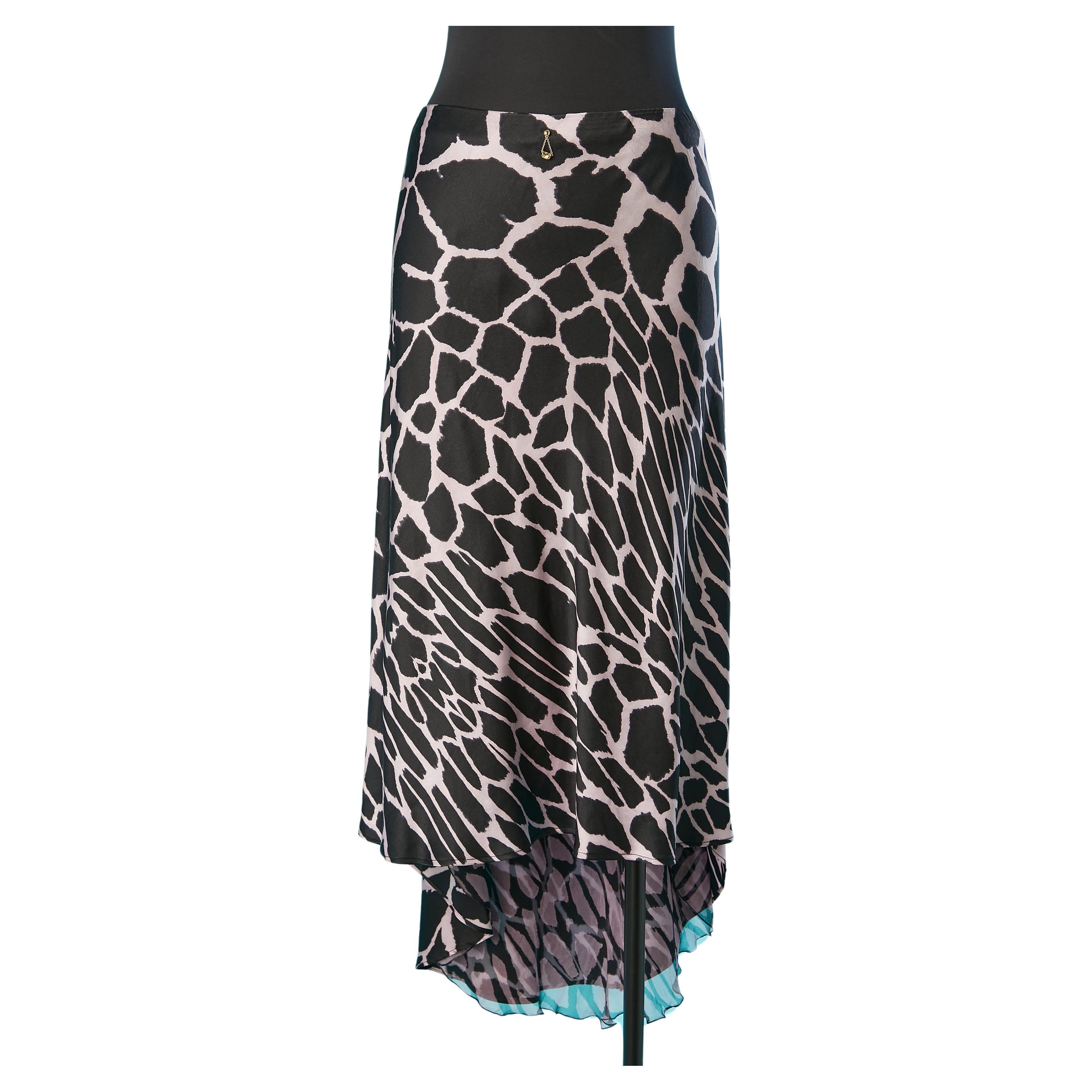 Asymmetrical silk skirt with animal print Roberto Cavalli  For Sale