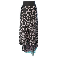 Asymmetrical silk skirt with animal print Roberto Cavalli 